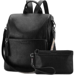 Fashion Anti Theft Vegan Leather with Guitar Shoulder Strap, Black